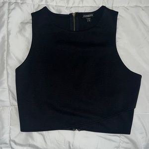 Express Black back zip crop top